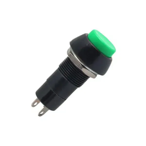 Round Push Button 12mm 2-Pin N.O. Green (B165L)