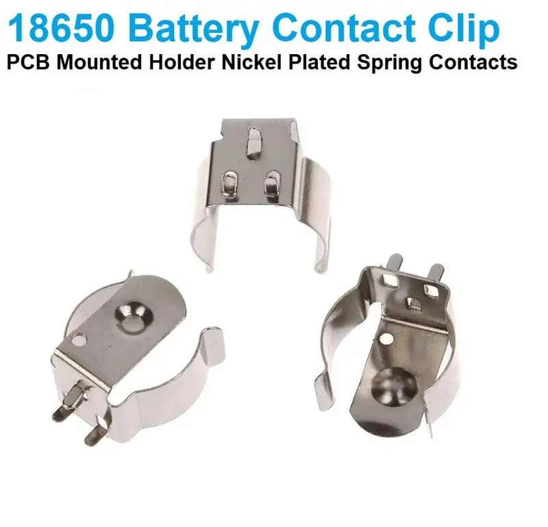 18650 Battery Holder PCB Mount Clip BC-1719 Nickel-Plated
