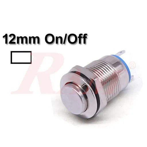 Metal On/Off Switch 12mm White LED Ring IP67 2A/250VAC