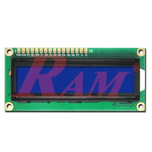 16x2 Character LCD Module, Blue Backlight (HD44780)