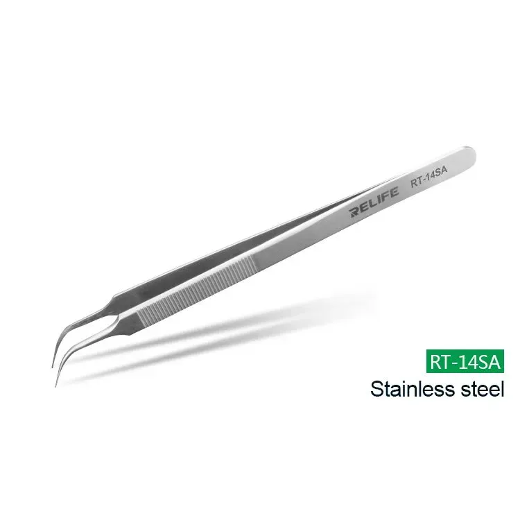 RELIFE RT-14SA Precision Curved Stainless Steel Tweezers