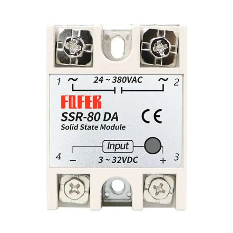 مرحل الحالة الصلبة SSR-80DA بتيار 80 أمبير (تحكم تيار مستمر وحمل متردد)