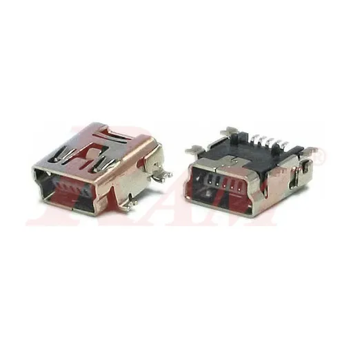 موصل USB Mini-A أنثى بخمسة أطراف للتركيب على PCB - USB5