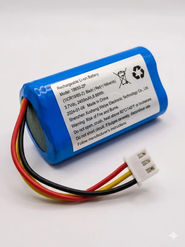 18650 2P 3.7V 2400mAh Li-ion Battery Pack with JST 3-Pin Plug