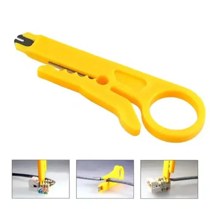 Mini Portable Wire Stripper Knife Crimper, 9 cm (Orange)