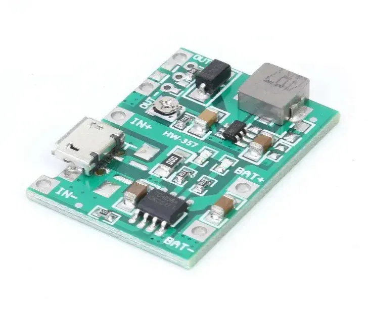 HW-357 1S Li-ion Charger & 4.3–27V Step-Up Converter (Micro)