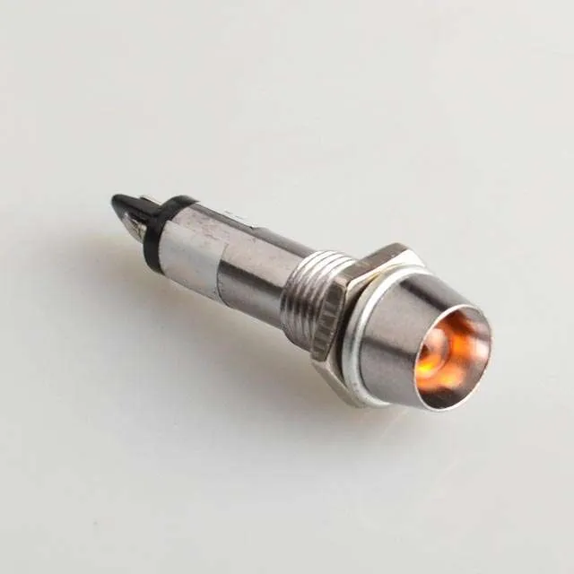 مؤشر LED أصفر Yellow Metal بجهد 12V تيار مستمر