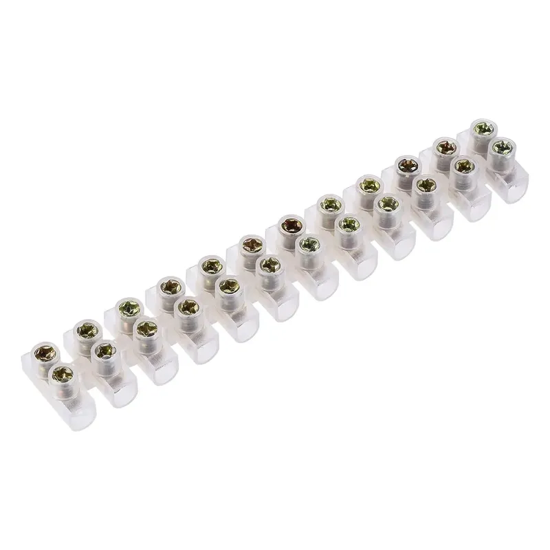 U-Type Terminal Block Strip White 380V 20A 12-Position 2-Row 11mm Pitch
