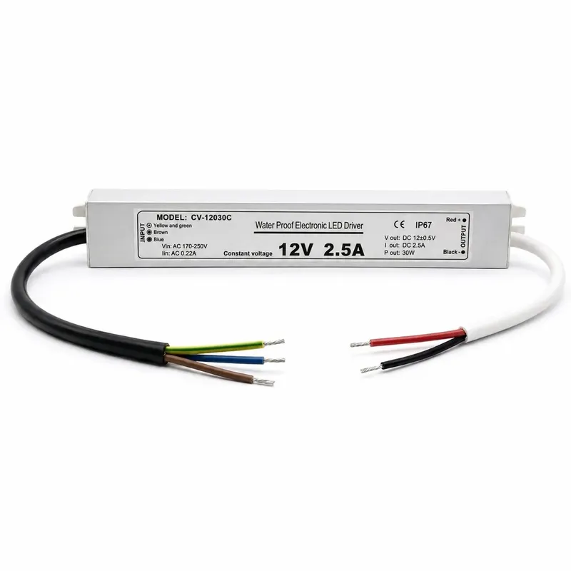 مزود طاقة LED نحيف مقاوم للماء CV-12030C 12 فولت 2.5 أمبير 30 واط