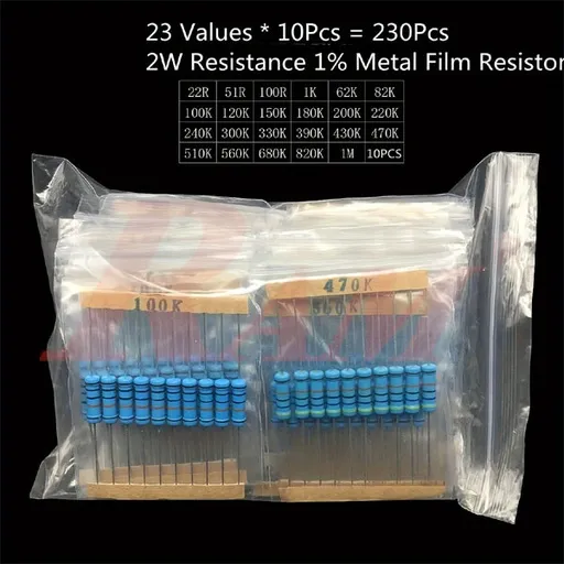 Kit Resistor 2W 230 Pcs Metal Film Resistor 2W 1% Tolerance