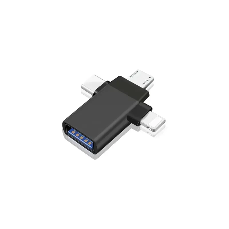LHO2007 3-in-1 OTG Adapter Micro USB, Lightning, USB-C to USB 3.0