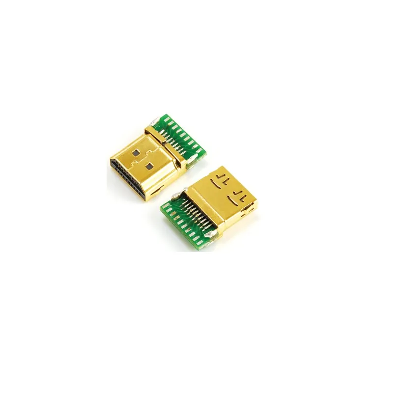 HDMI Type A Male PCB Mount Connector, 19-Pin Solder
