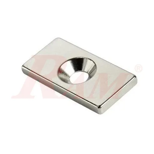 مغناطيس نيوديميوم شريحي مستطيل بثقب، 20×15×5 مم