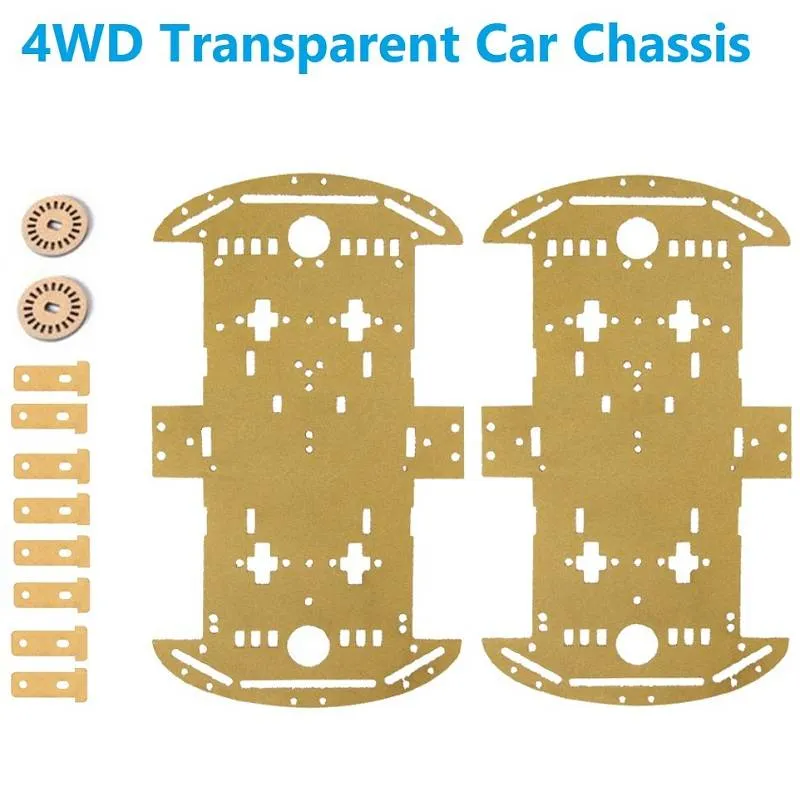 هيكل سيارة روبوت ذكية بأربع عجلات (4WD) من الأكريليك الشفاف