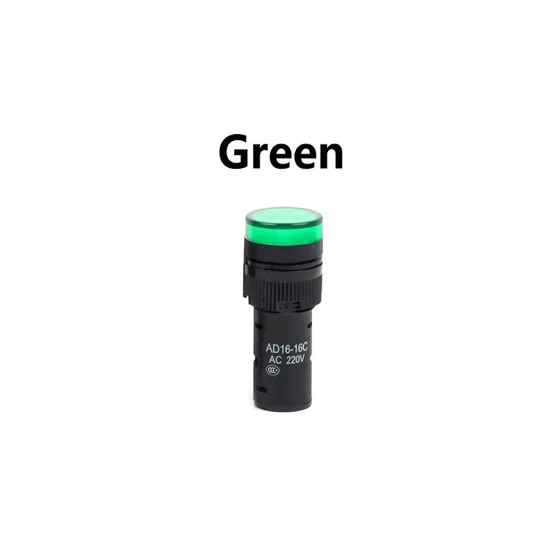 AD16-16DS 16mm LED Pilot Indicator Light AC 220V, Green