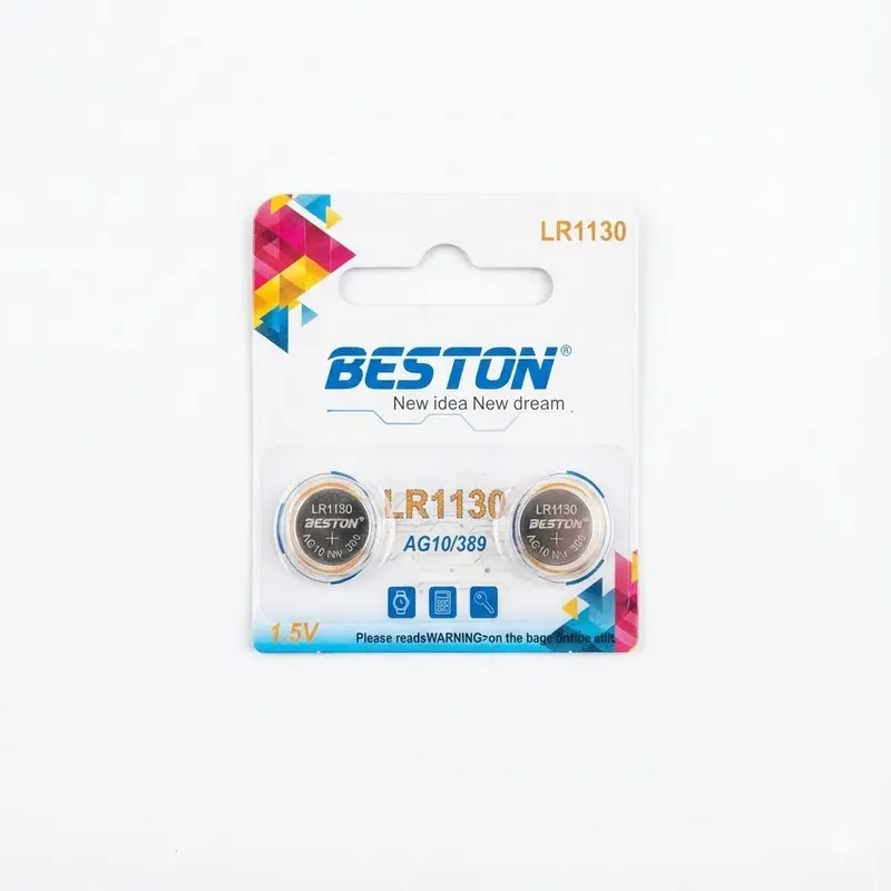 BESTON LR1130 (AG10 / 389) 1.5V Alkaline Button Battery 65mAh (2 Pack)