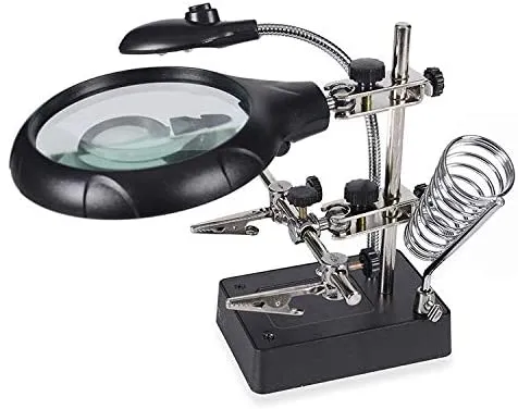 مكبرة لحام MG16129-C بخمس إضاءات LED وحامل كاوية (3 في 1)