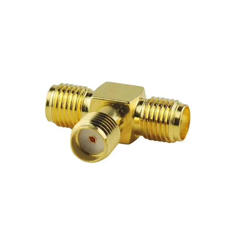 SMA T-Shape Adapter Female Socket to Dual Female Socket 50Ω Full Copper