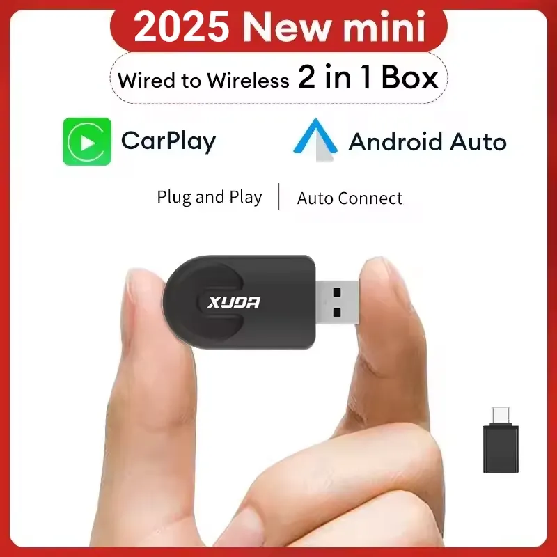 XUDA A5 Mini Wireless CarPlay and Android Auto Adapter (2-in-1)