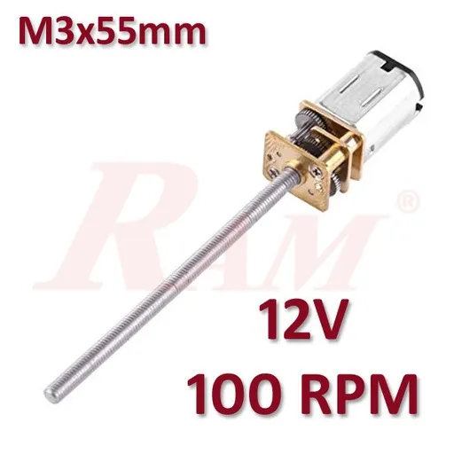 GA12-N20 Micro Metal Gear Motor 12V 100 RPM with 55mm Lead Screw