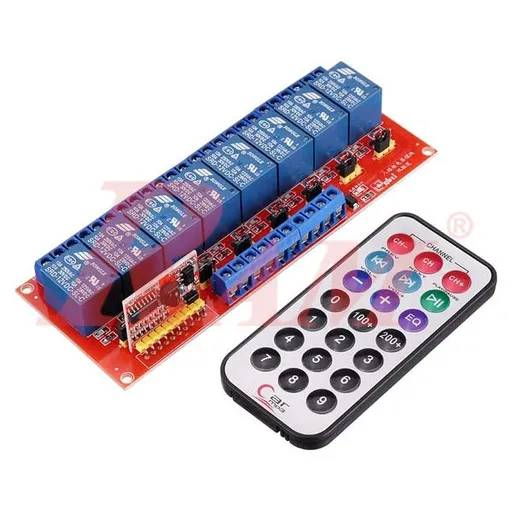 8-Channel Relay Module 12V Signal with IR Remote Control