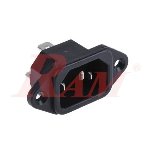 AC Power IEC Male Plug Panel Mount Connector 10A 250VAC