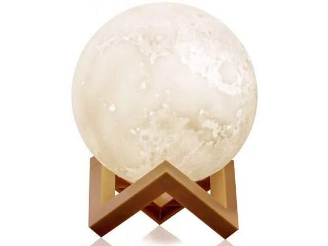 15cm Rechargeable 3D Moon Night Lamp with Touch Metal Ring