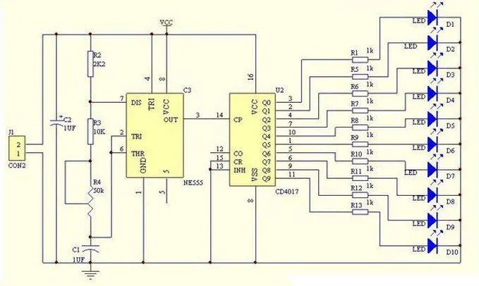 NE555 + CD4017 DIY Running Water LED Flasher Kit