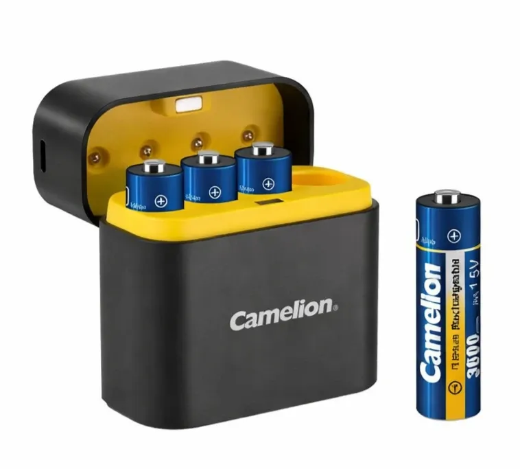 شاحن Camelion LBC-329MST-CB بمنفذ USB-C مع 4 بطاريات AA ليثيوم-أيون 1.5V
