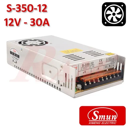 Smun مزود طاقة صناعي خرج 12 فولت 30 أمبير مع مروحة تبريد (S-350-12)