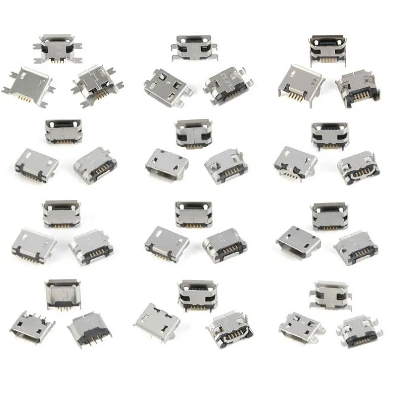 Micro USB Type-B 5-Pin SMD Connector Kit, 12 Pcs Assorted