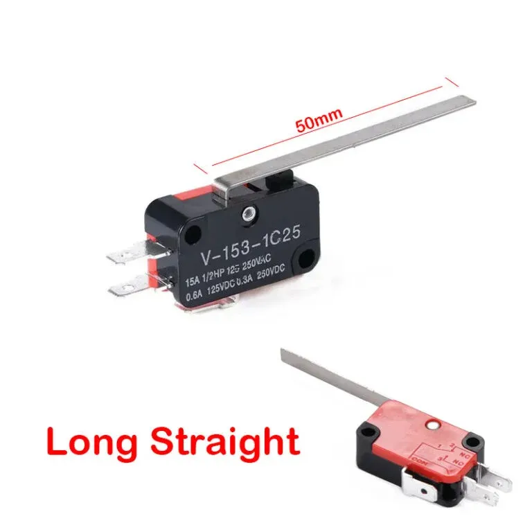 Micro Limit Switch V-153-1C25 3-Pin 15A Long Straight Lever