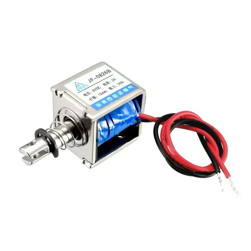 JF-0826B Push-Type Linear Solenoid 10mm Stroke 6V 2A 20N