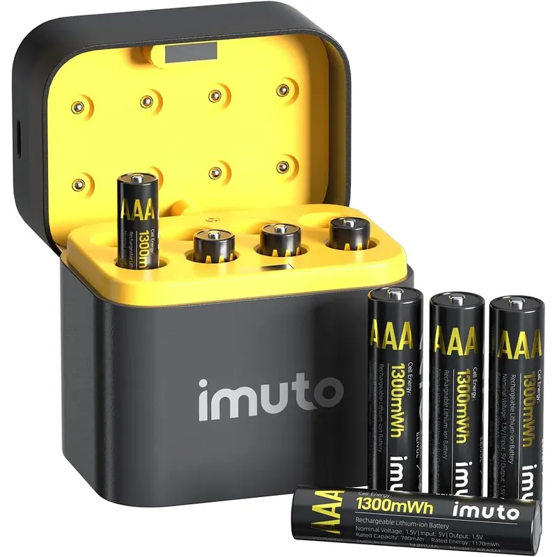 شاحن imuto TF-CD-011CE لبطاريات AAA ليثيوم أيون مع 8 بطاريات