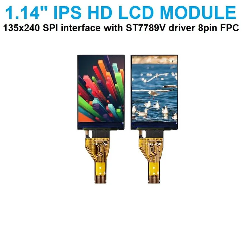1.14 inch TFT IPS Display 135x240 ST7789V SPI 8-pin FPC