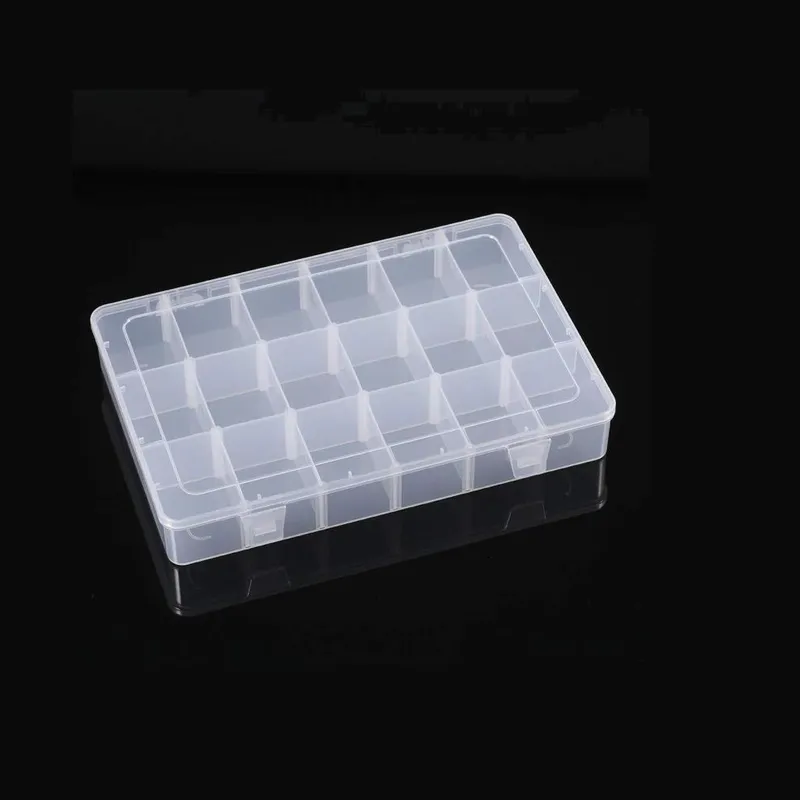 Plastic Clear Fliptop Storage Box 195x145x30mm, 18 Compartments