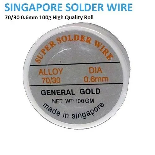 Soldering Wire 70/30 Alloy, 0.6 mm, 2.5% Flux, 100 g Roll