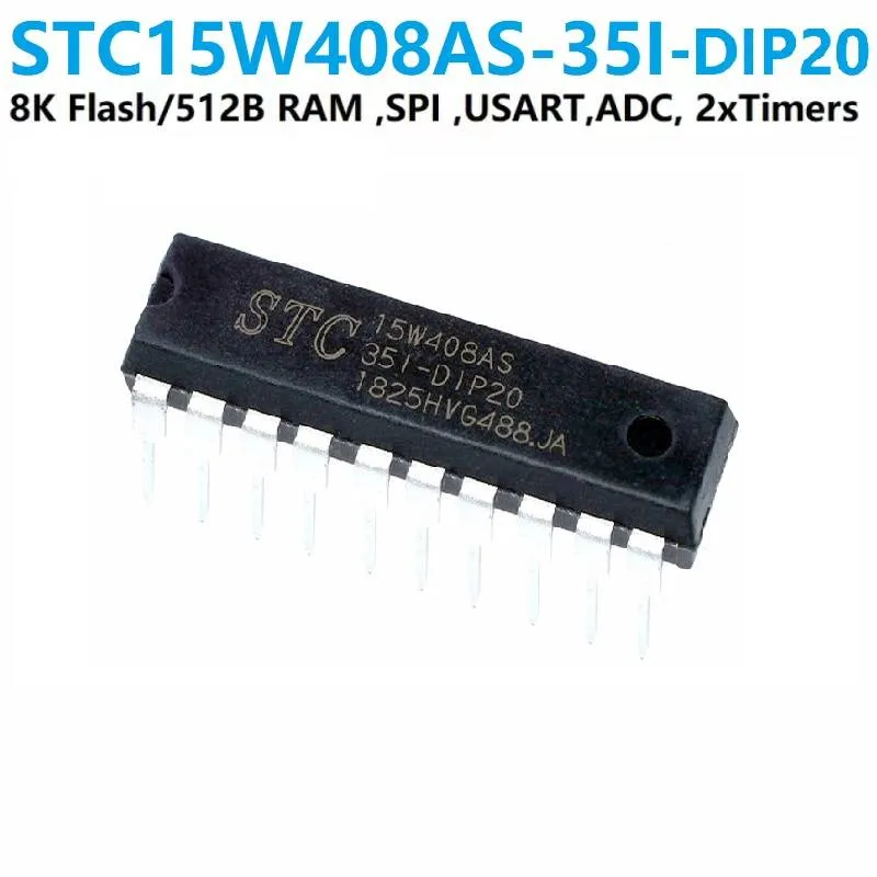 STC15W408AS-35I DIP-20 8051 Microcontroller 8KB Flash