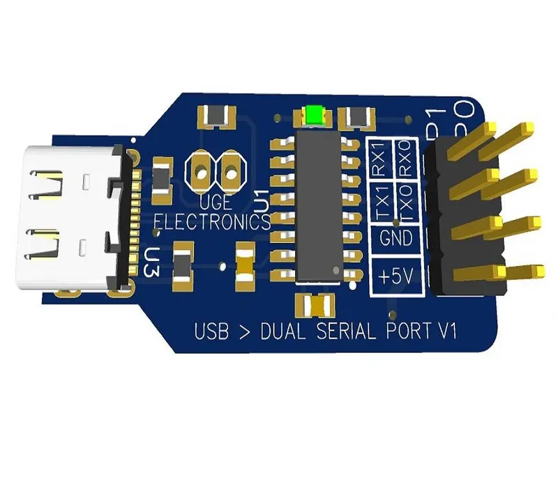 وحدة تحويل USB إلى منفذين TTL UART بدرايفر CH340 ومنفذ USB-C