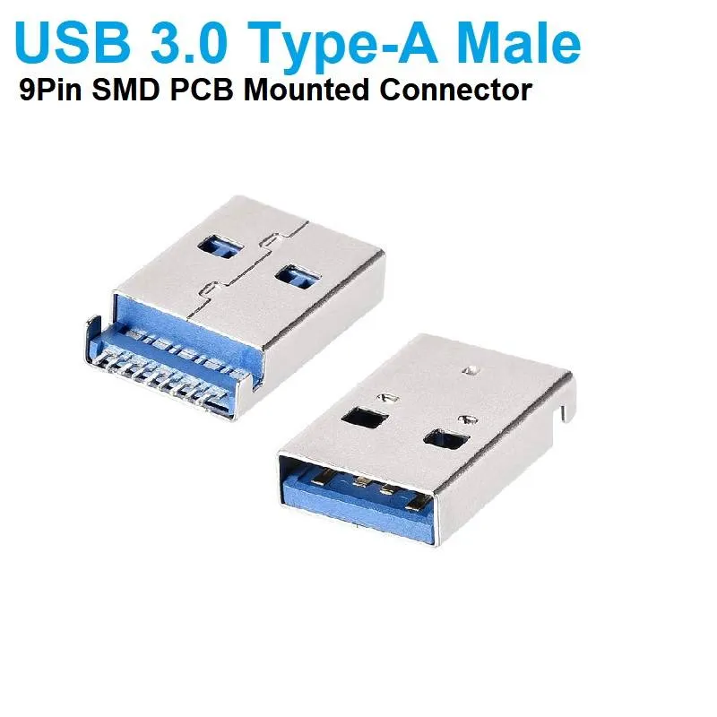 موصل USB 3.0 من نوع A ذو 9 أطراف للتركيب على لوحة الدوائر المطبوعة