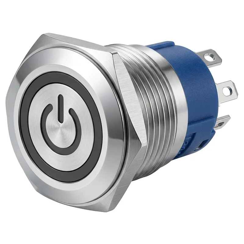 Metal Momentary Push Switch 19mm Waterproof White LED Ring 220VAC