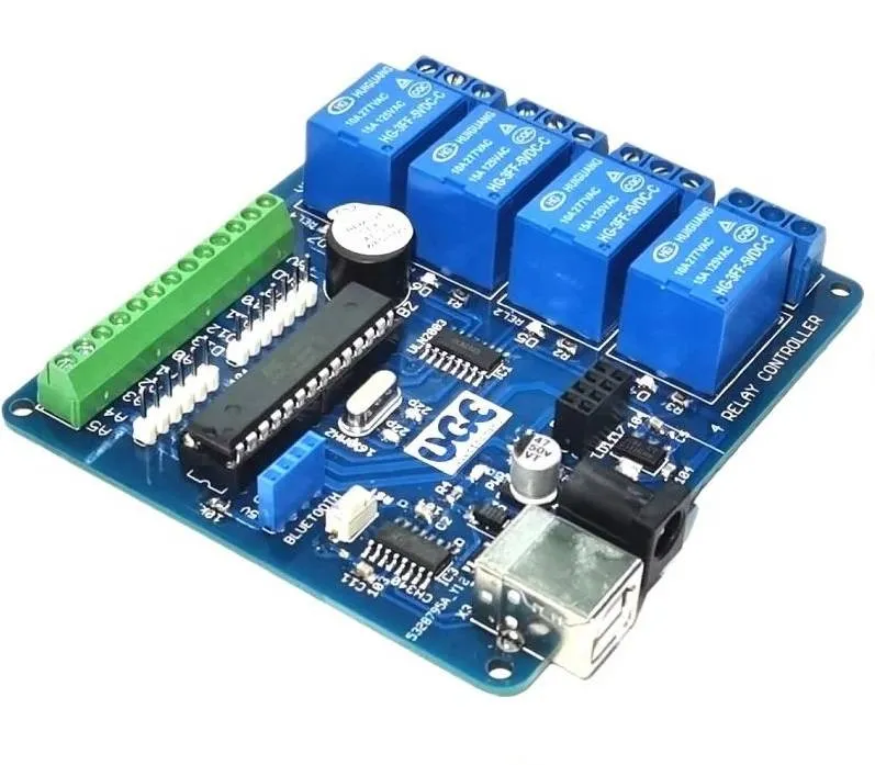 ATmega328 PLC-Style Board with 4 Relays, WiFi and Bluetooth