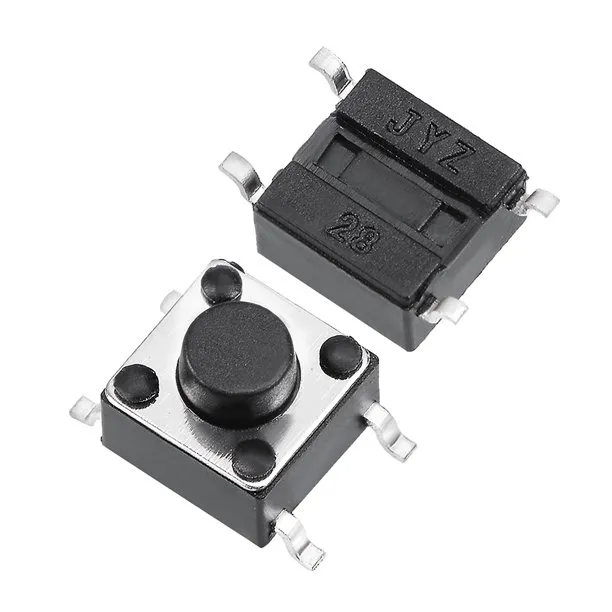 Push Button Switch 4-Pin 6x6x5 mm (SMD Patch, Round Shaft)