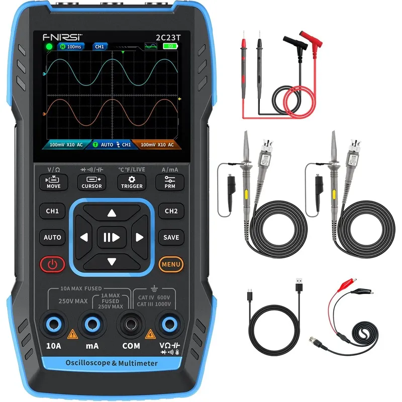 FNIRSI 2C23T 3-in-1 Handheld Oscilloscope, Multimeter & DDS 10MHz