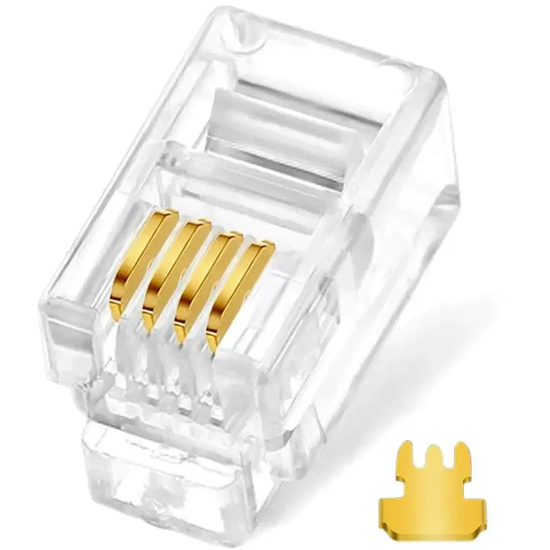 RJ9 4P4C Modular Plug 3-Prong Gold-Plated (5 pcs)
