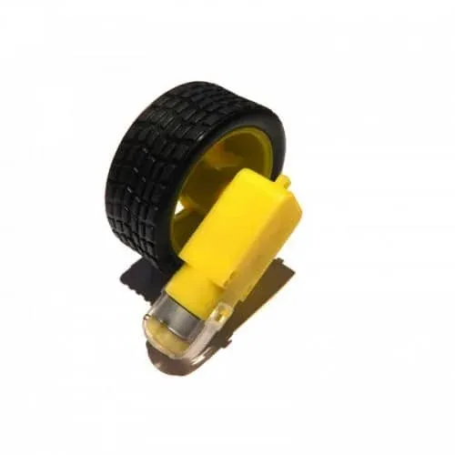DC 3-6V Geared Motor with Wheel (90 RPM, Yellow Plastic)