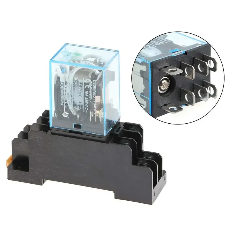Electromagnetic Relay LY2N-J DPDT 10A 8 Pin with PTF08A Socket