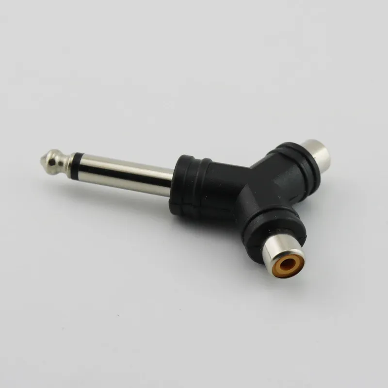 6.35mm Male Jack to Dual RCA Female Audio Y-Adapter