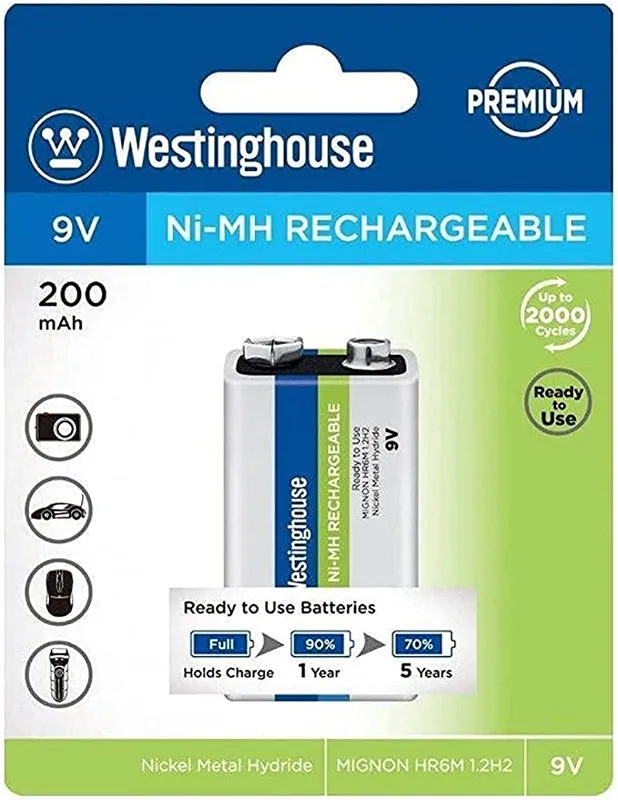 Westinghouse 9V 200mAh Rechargeable Block Battery