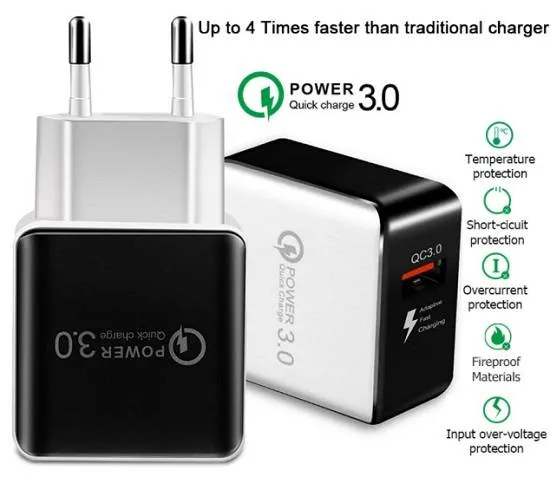 USB QC3.0 Fast Charger Adapter 5V 3A (Max 18W)